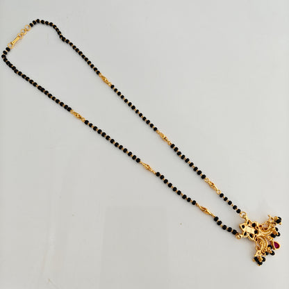 92.5 Silver With Gold Polish Black Beads Chain-RCBH082