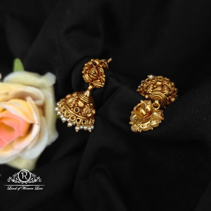 92.5 silver earrings with leaf design nakshi finishing with pearls hangings-RCP230