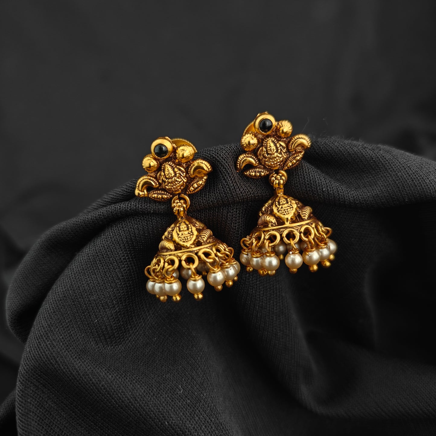 92.5 Silver With Gold Polish  Lakshmi Devi Jumkas -RCV420