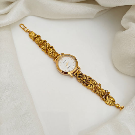 92.5-Silver With Gold Polish Watch Desgin-RCV423