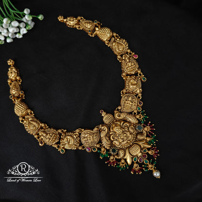 92.5 silver simple and Cute nakshi necklace with Lakshmi Devi Design -RCJR1004