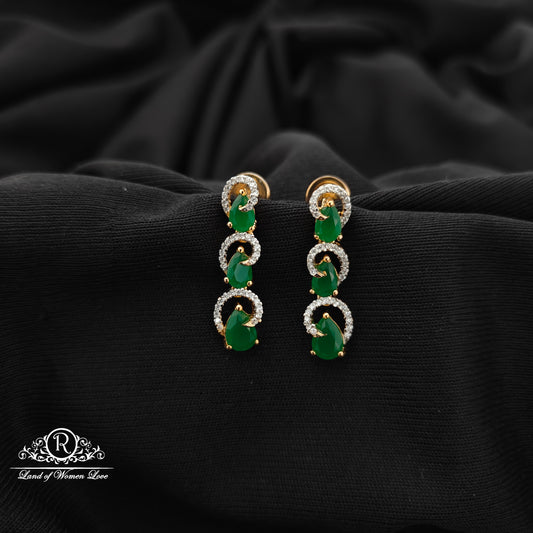 92.5 silver green stone diamond finishing  earrings -RCR212
