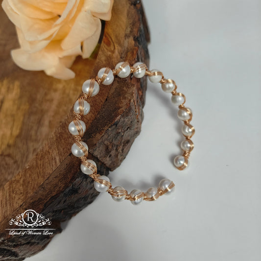 Sterling silver pearl bracelet with rose gold polish theega -RCMR49-1