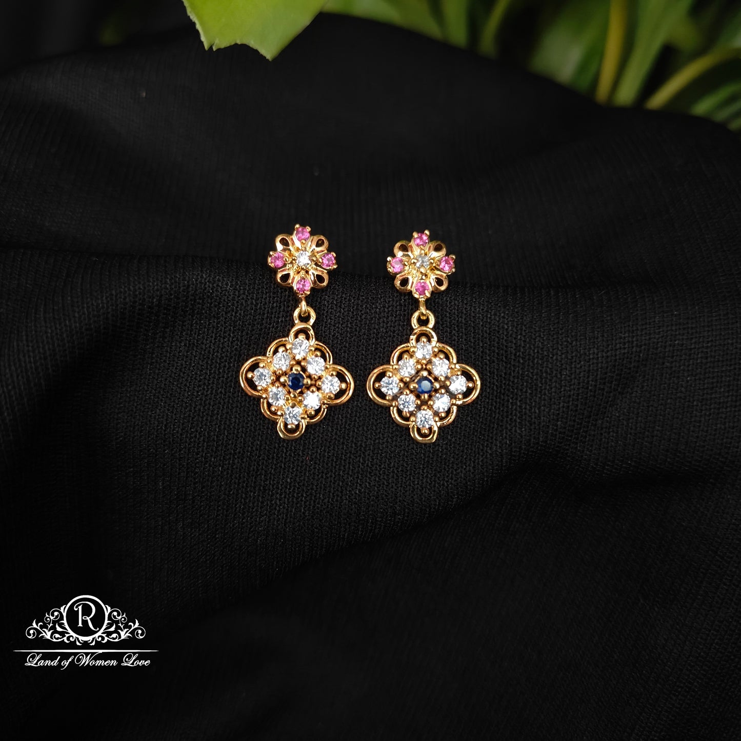 92.5 SILVER STONE EARRINGS-RCHD038-1