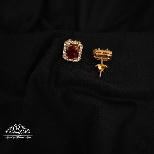 92.5 silver ruby earrings with CZ stones-RCH1020