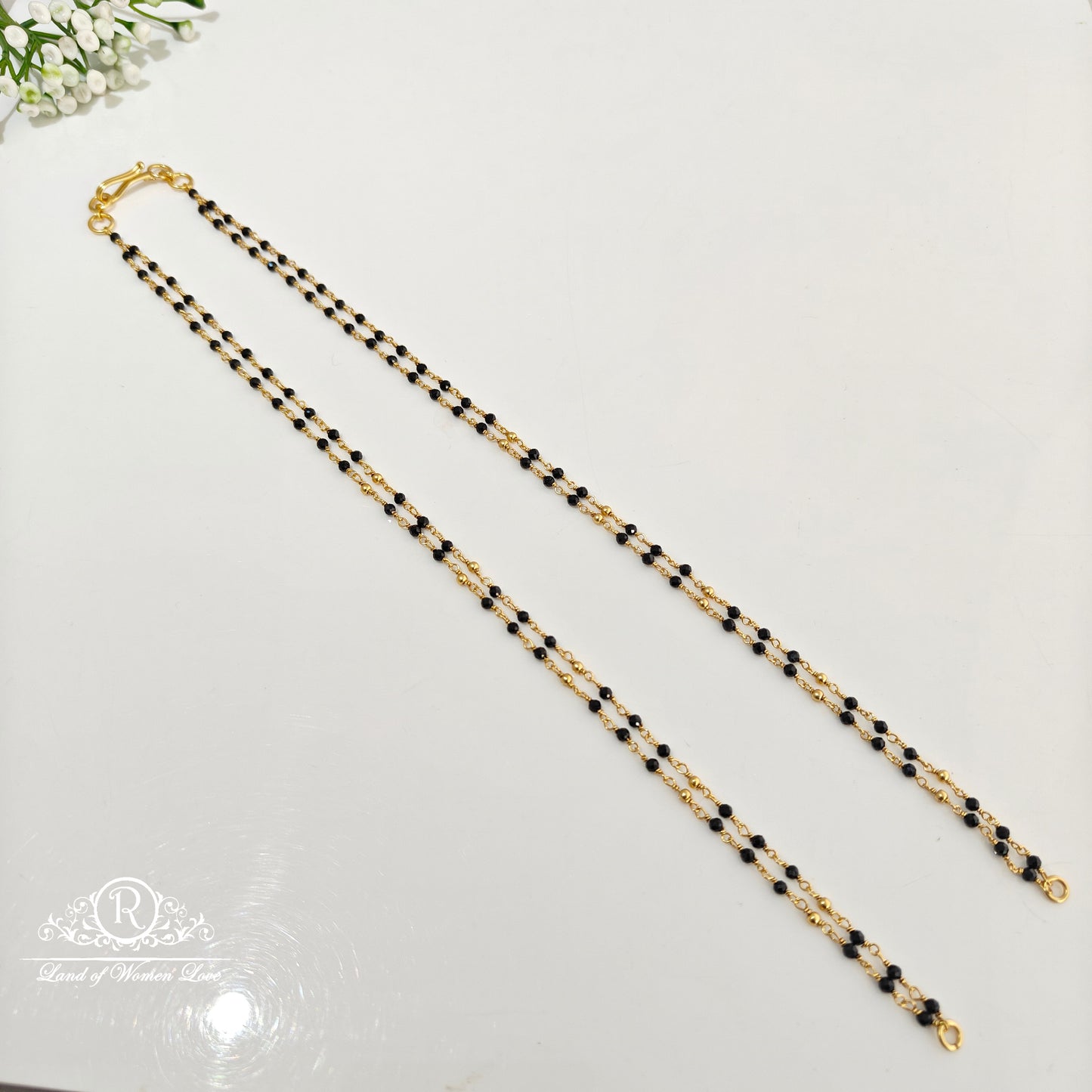 92.5 silver Black Beads -RCR324