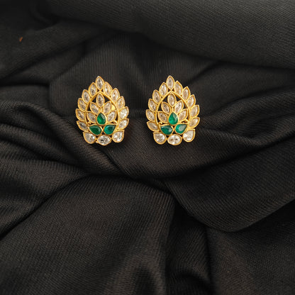 Silver White Stones Earrings-A041