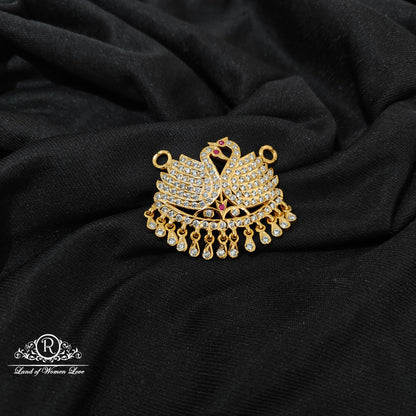 92.5 Silver Vintage handmade swans design mala locket-RCM1593