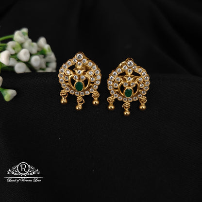 92.5 silver earrings with green stone-RCM398