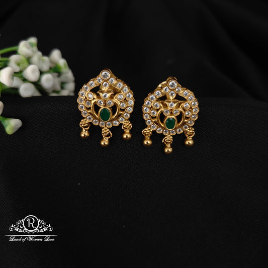 92.5 silver earrings with green stone-RCM398