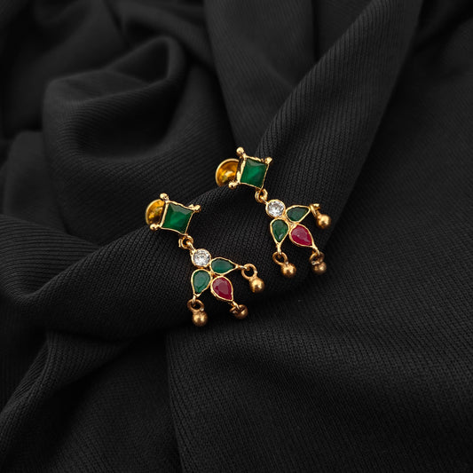 92.5 silver green stones earrings -RCBH088
