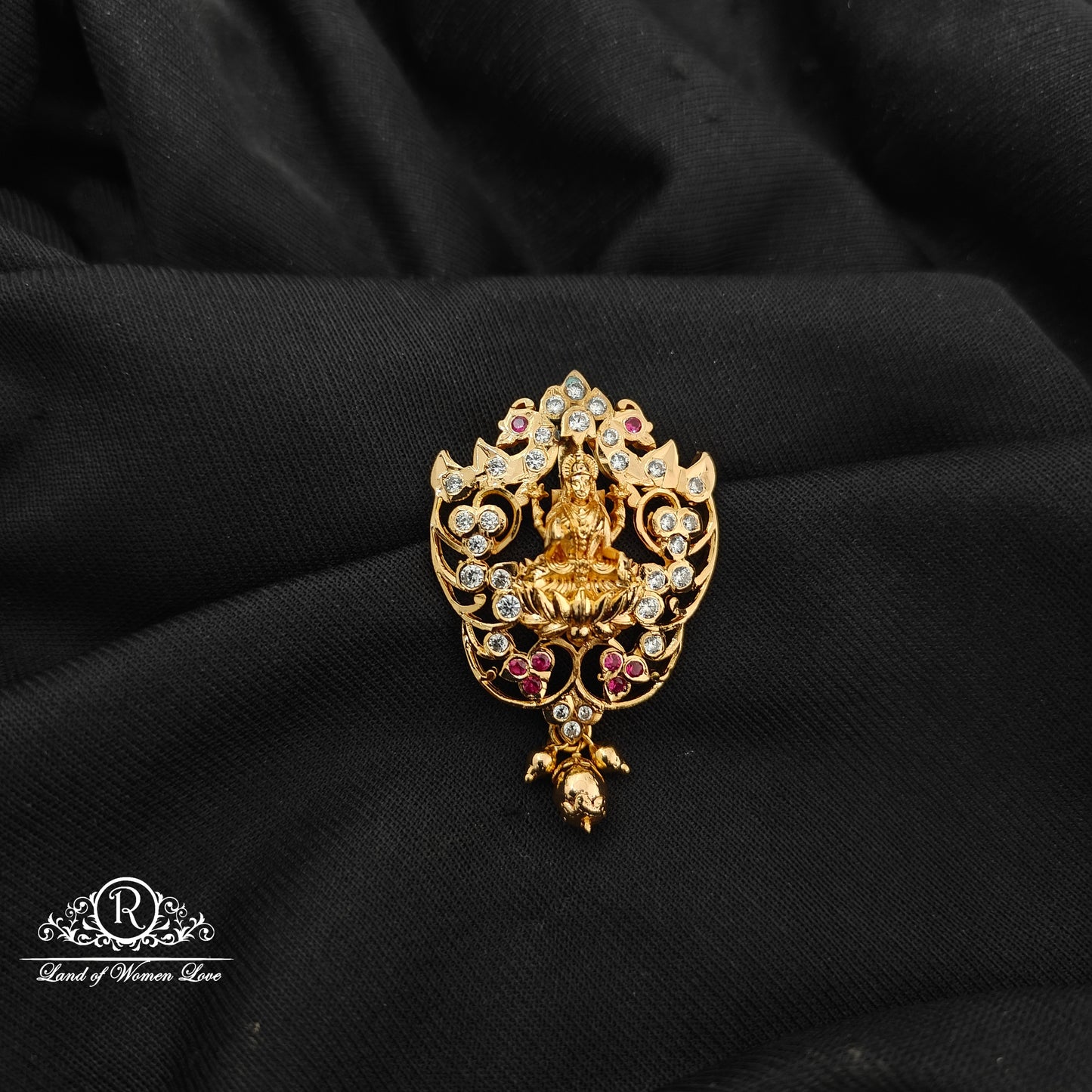 92.5 Silver lakshmidevi and peacock design  pendent-RCM1597