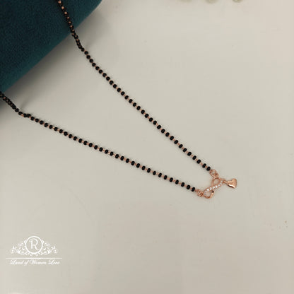 92.5 SILVER ROSE GOLD POLISH BLACK BEADS CHAIN-RCRB42