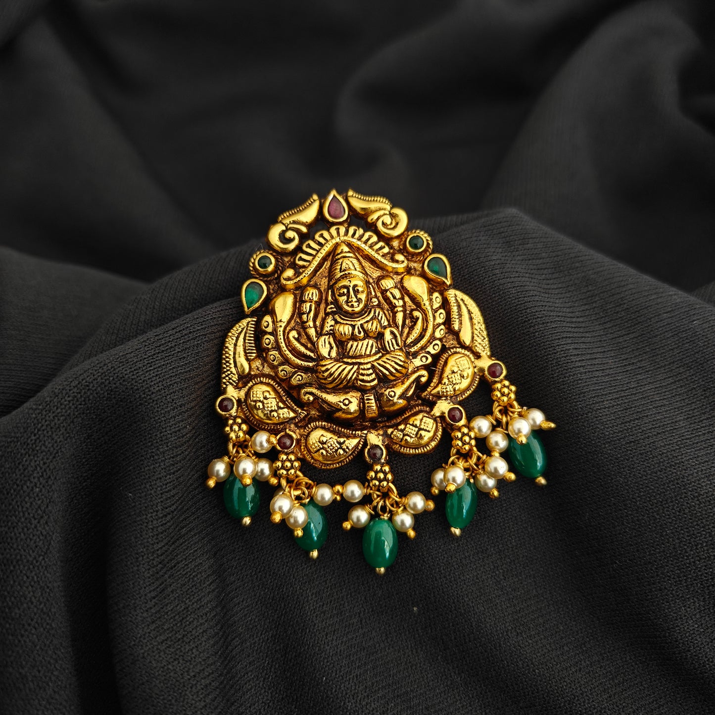 92.5 Silver With Gold Polish Lakshmi Devi Desgin pendant -RCV359