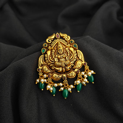 92.5 Silver With Gold Polish Lakshmi Devi Desgin pendant -RCV359