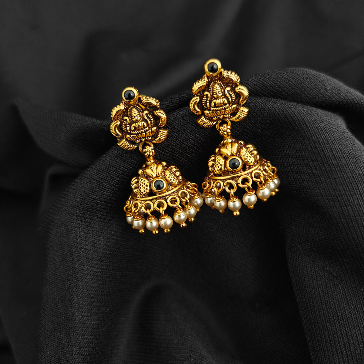 92.5 Silver With Gold Polish  Lakshmi Devi Jumkas -RCV407