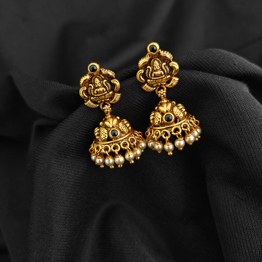 92.5 Silver With Gold Polish  Lakshmi Devi Jumkas -RCV407