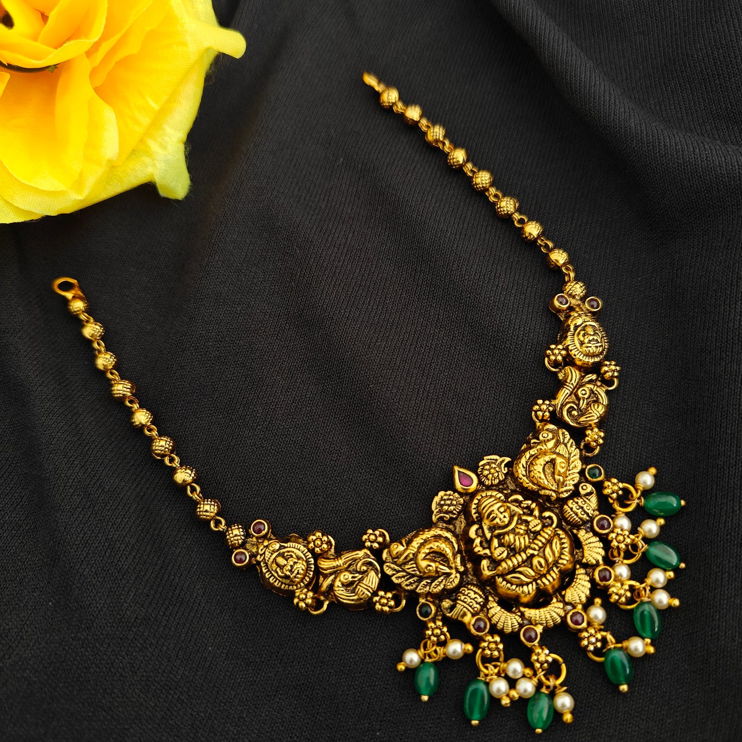 92.5 Silver  lakshmi devi Necklace design-RCV353