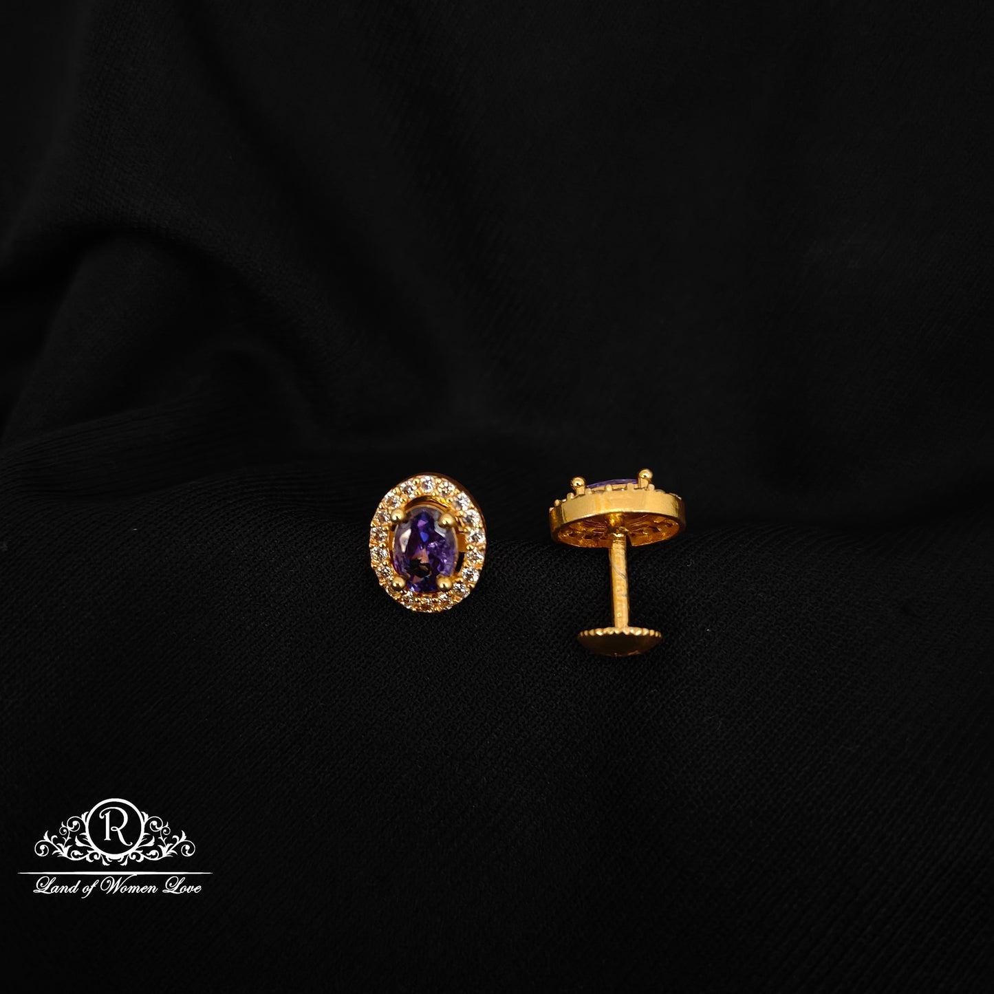 92.5-SILVER PURPLE STONE STUDS-RCZ992