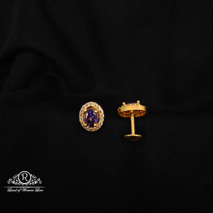 92.5-SILVER PURPLE STONE STUDS-RCZ992