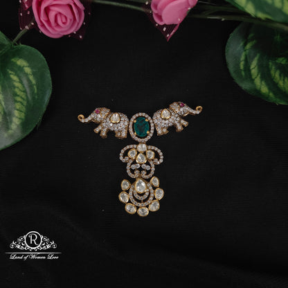 92.5-SILVER MOISSANITE MALA LOCKET-RCMJ184