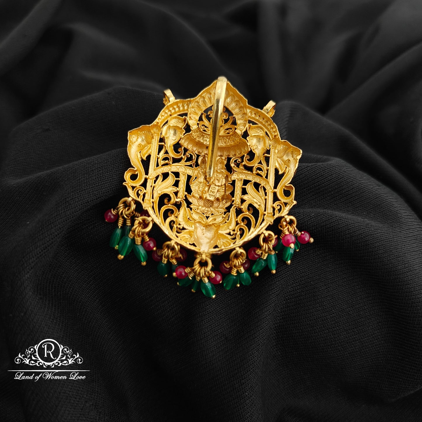 92.5 Silver lakshmi venkateswara with garuda design pendent  with beads hangings-RCR188