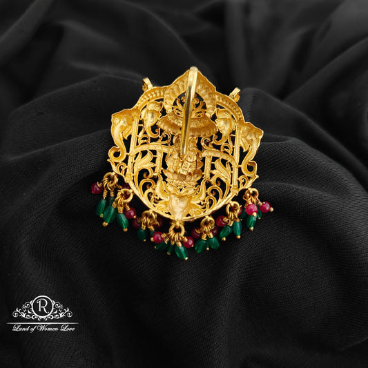 92.5 Silver lakshmi venkateswara with garuda design pendent  with beads hangings-RCR188