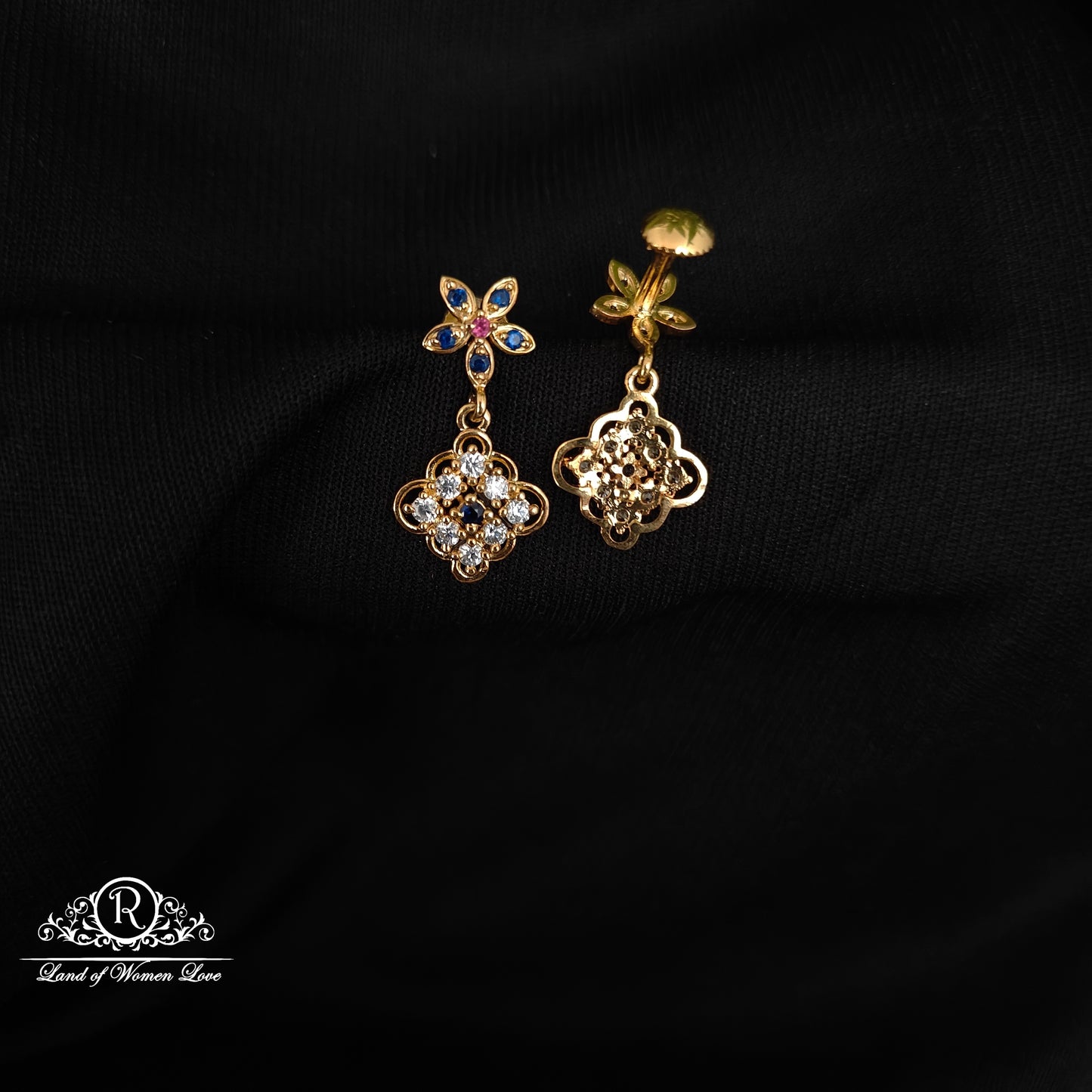 92.5 SILVER STONE EARRINGS-RCHD038-3