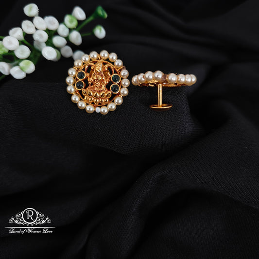 92.5 SILVER LAKSHMI DEVI WITH PEARL ROUND STUDS-RCJR1078