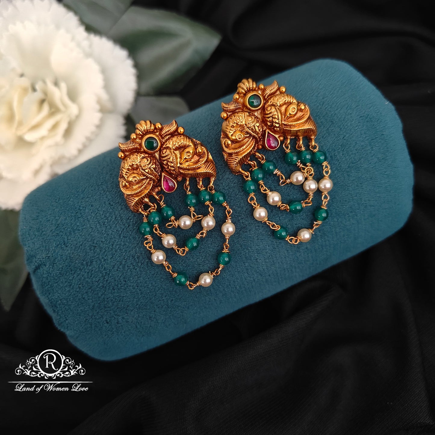 92.5-SILVER PEACOCK EARRINGS -RCZ998