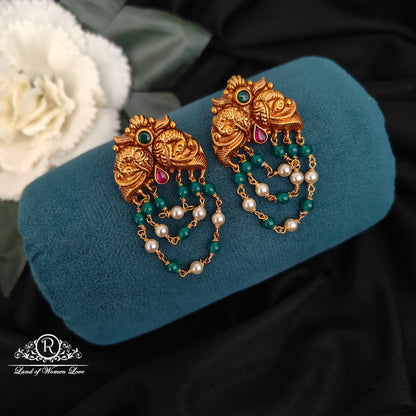 92.5-SILVER PEACOCK EARRINGS -RCZ998