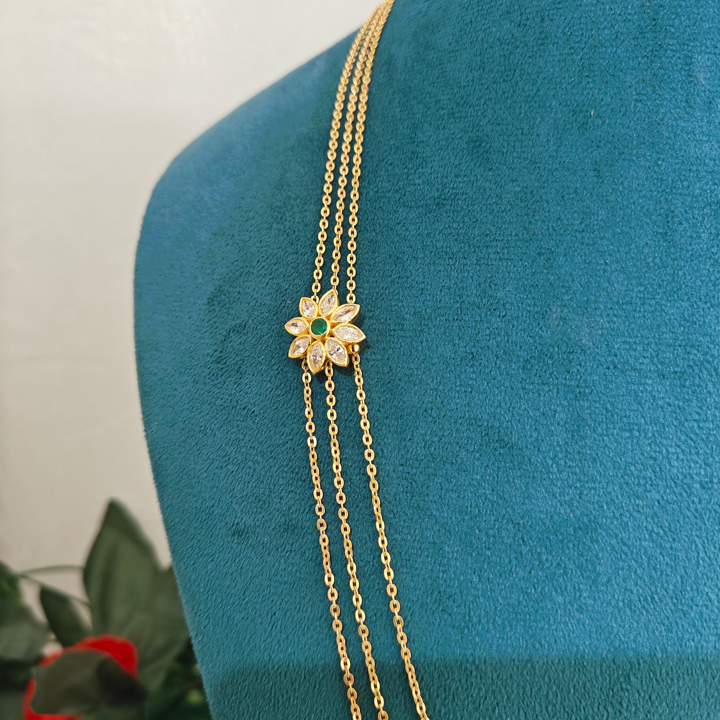 92.5 Silver with gold polish chandra haram RCH1313