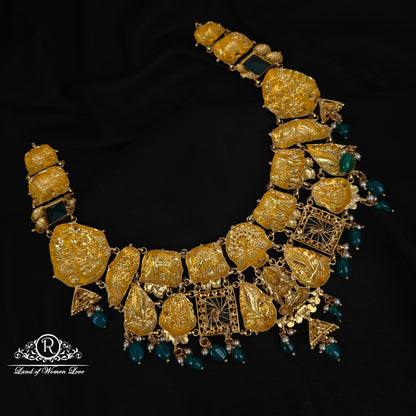 92.5 SILVER LAKSHMI DEVI WITH PEACOCK AND ELEPHANT NECKLACE-RCM1368