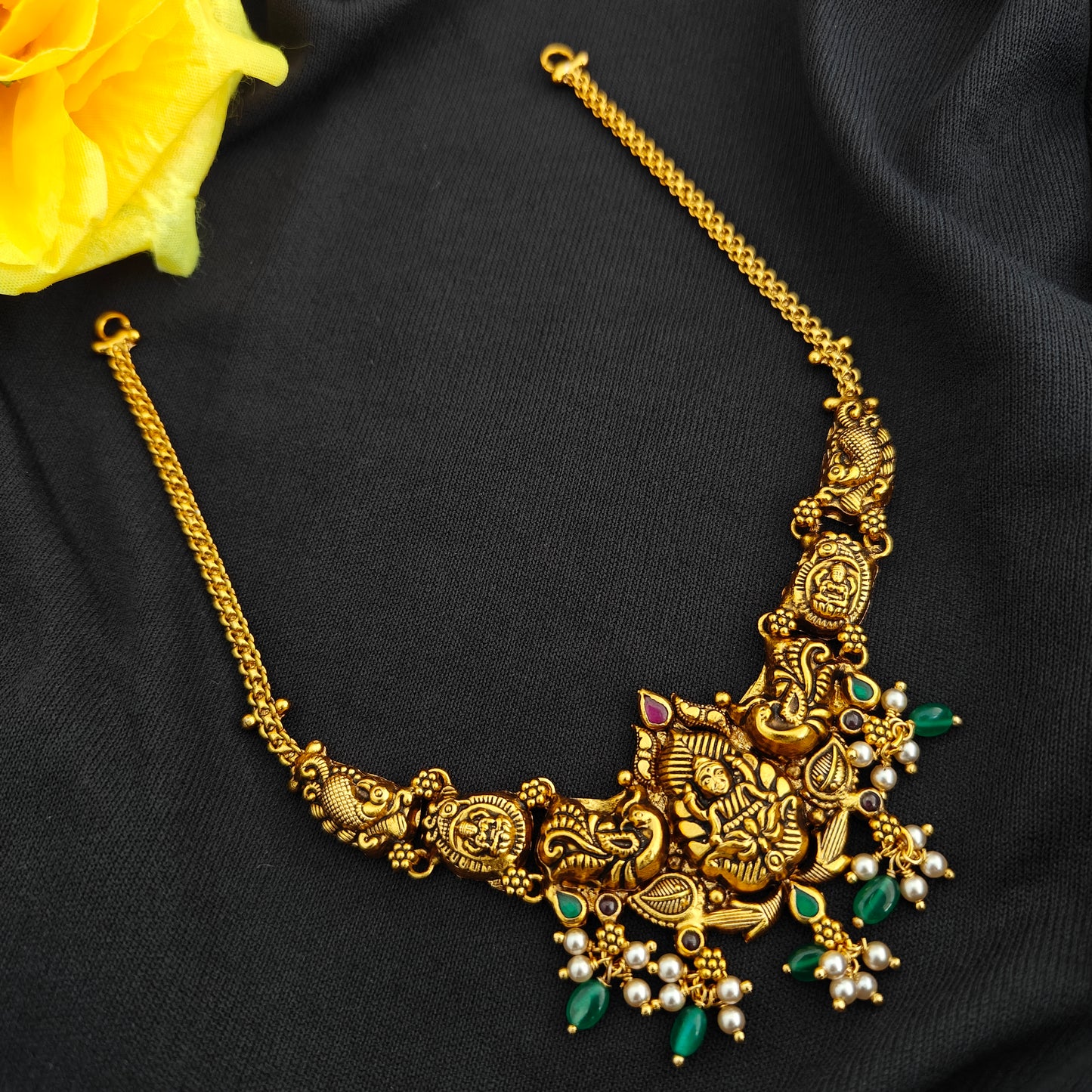 92.5 Silver  lakshmi devi Necklace design-RCV350