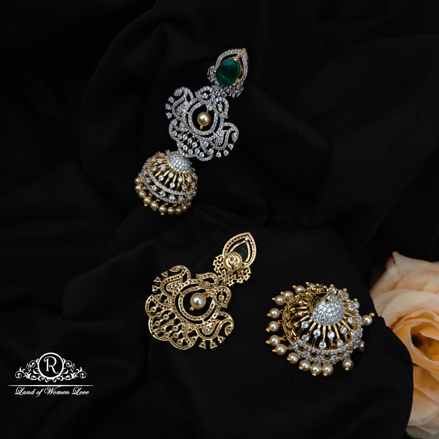 92.5 silver diamond finishing detachable earrings -RCD455