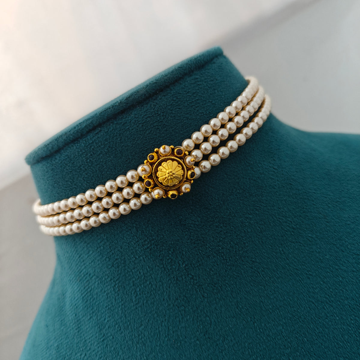 92.5 silver pearls chocker-RCH1387