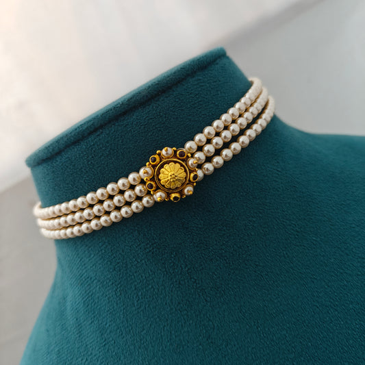92.5 silver pearls chocker-RCH1387