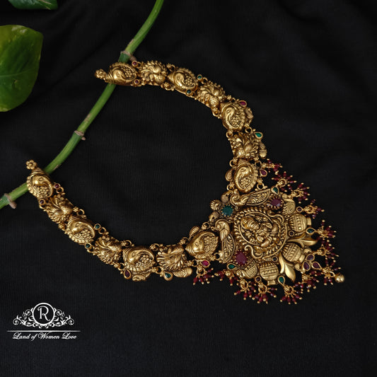 92.5 silver simple and Cute Lakshmi Devi nakshi necklace -RCJR1014