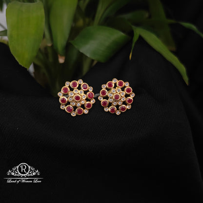 92.5 silver ruby stone earrings-RCDS0610