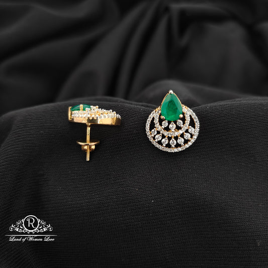 92.5 silver green drop shape diamond finishing  earrings -RCR210