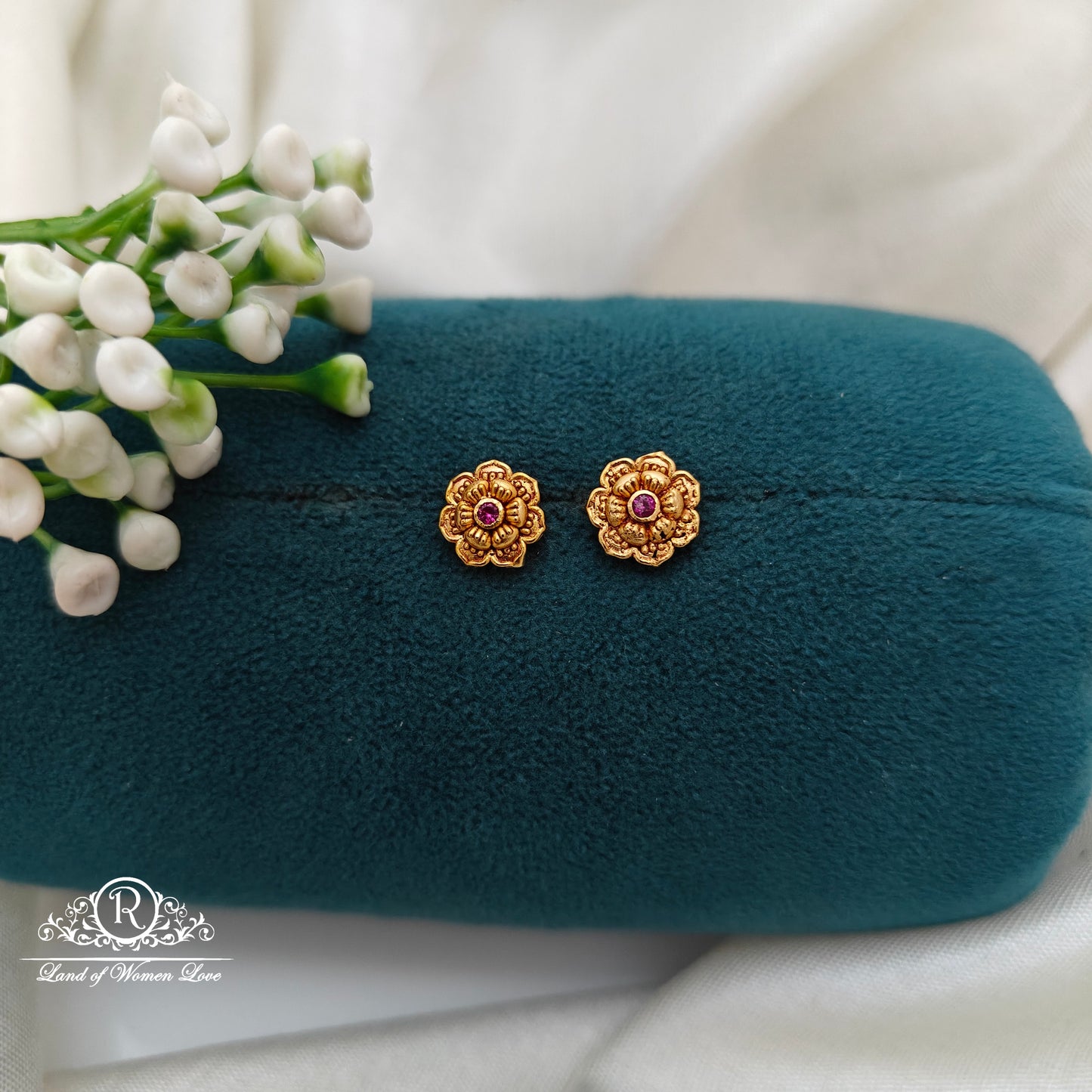 92.5 Silver Small Flower Earrings-RCR062