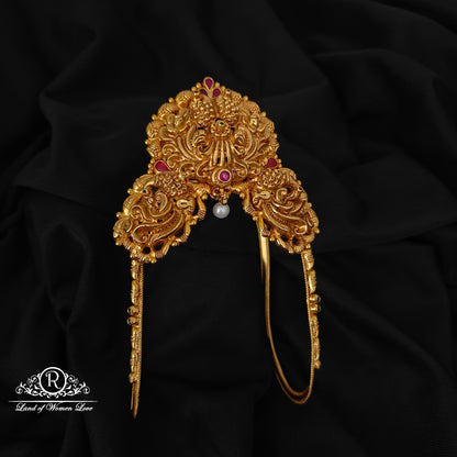 92.5-SILVER PEACOCK DESGIN HAND VANKI -RCZ1081