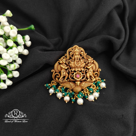 92.5 Silver lakshmidevi pendent with beads hangings-RCR102