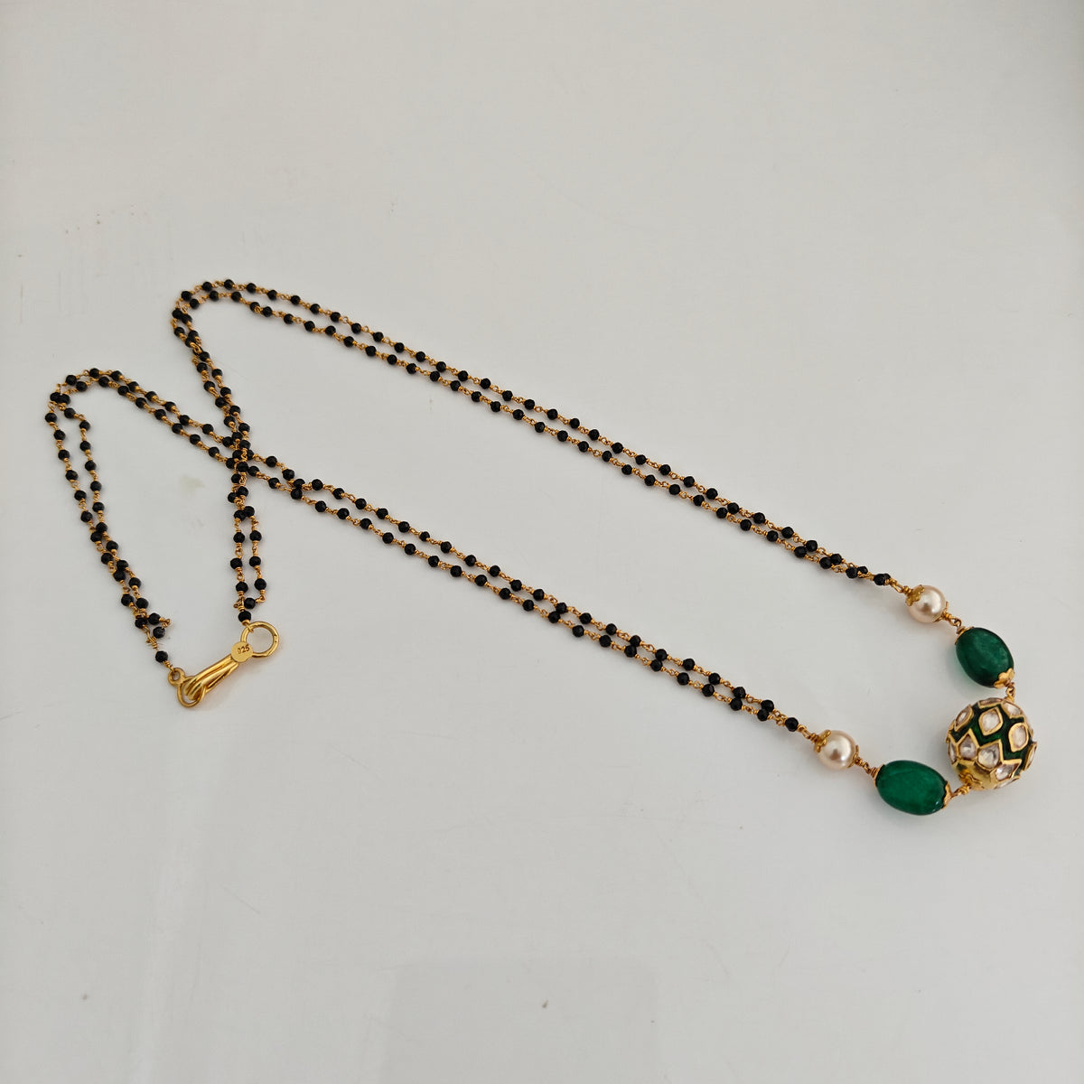 92.5-silver-with-gold-polish-black beads-RCH1350