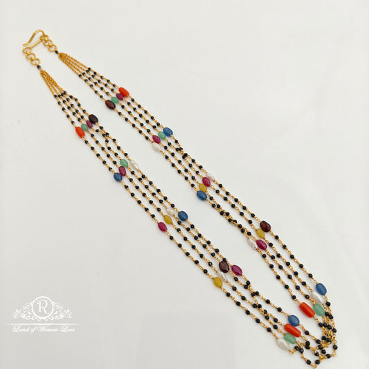 92.5 Silver with gold polish black beads-RCH1300