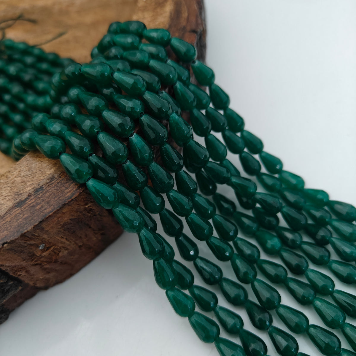 Green drop shape beads -RCMJ374