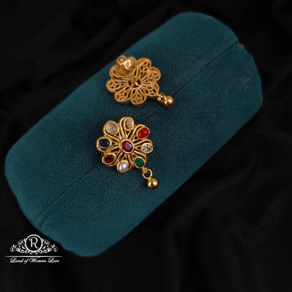 92.5 silver navaratna earrings-RCL89