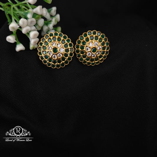 92.5  SILVER WHITE STONE AND GREEN STUDS -RCM1388