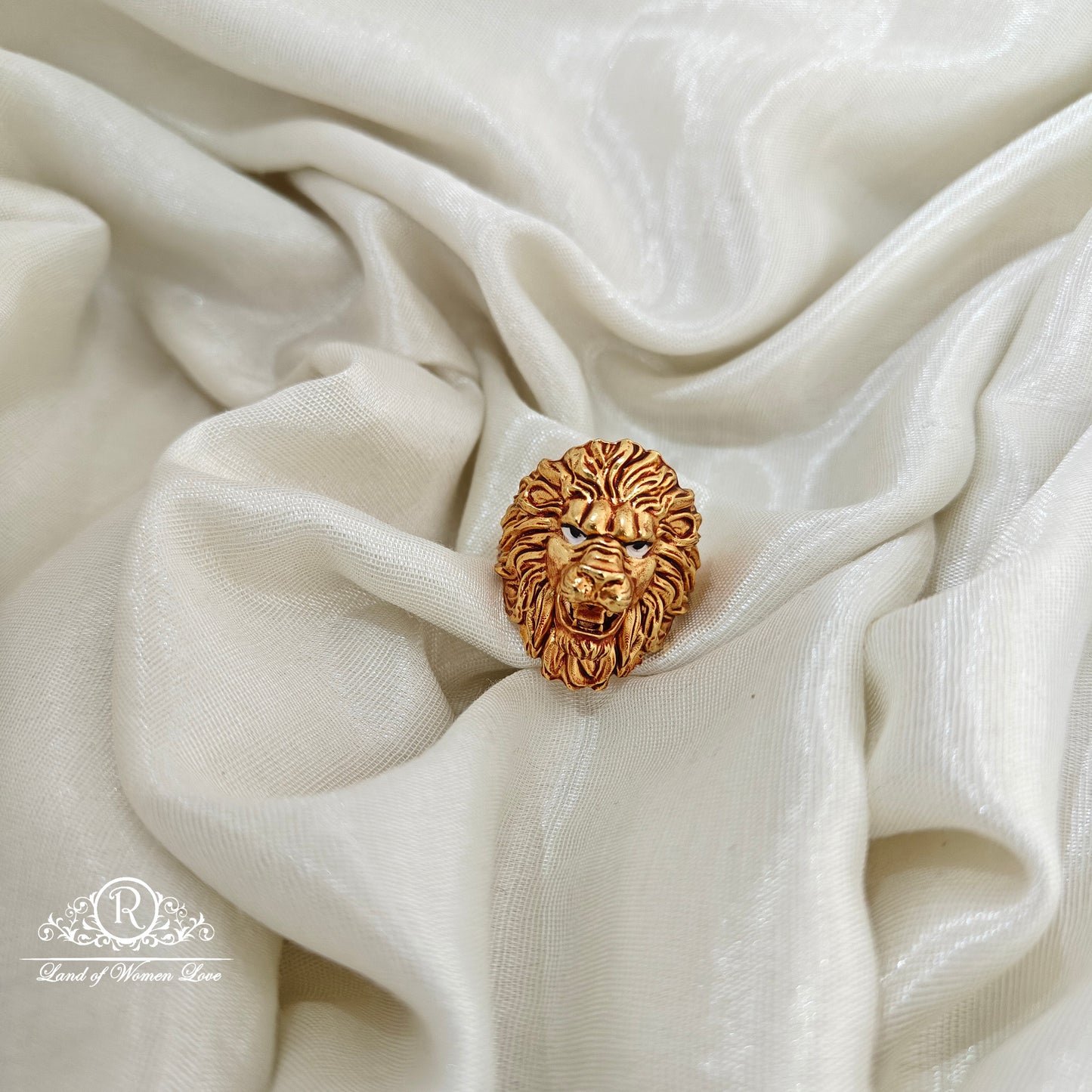 92.5 Silver Lion face design fingering -RCR233
