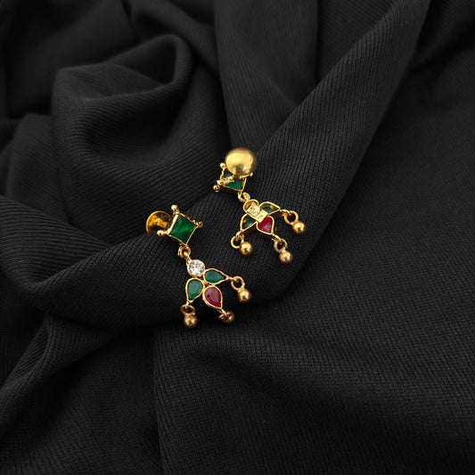 92.5 silver green stones earrings -RCBH088